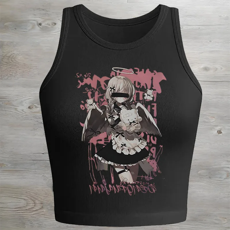 Эстетическая одежда летняя в стиле гранж топы Y2k сексуальная готическая женский