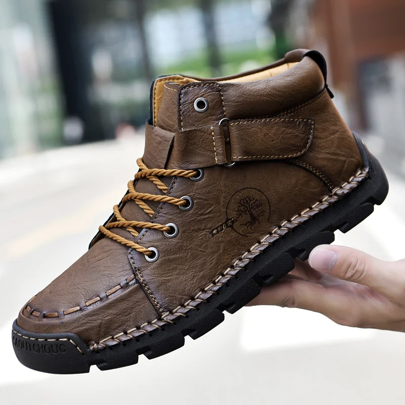 Boots Men New Fashion Outdoor Shoes Comfy Quality Leahter Autumn Winter Men's Shoes Brand Design Casual Boots Men Big Size 39-48