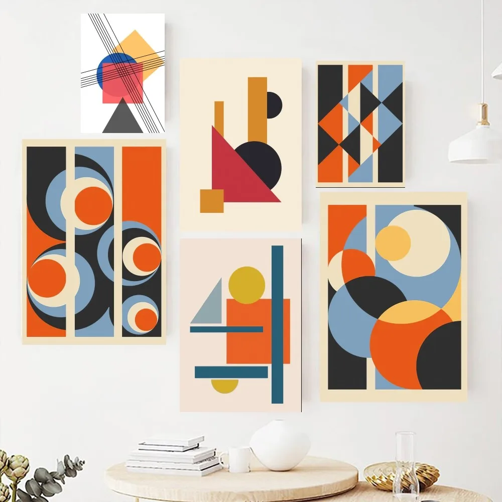 

Красочный абстрактный геометрический постер Bauhaus, фотография для гостиной, Внутренняя Живопись, украшение комнаты