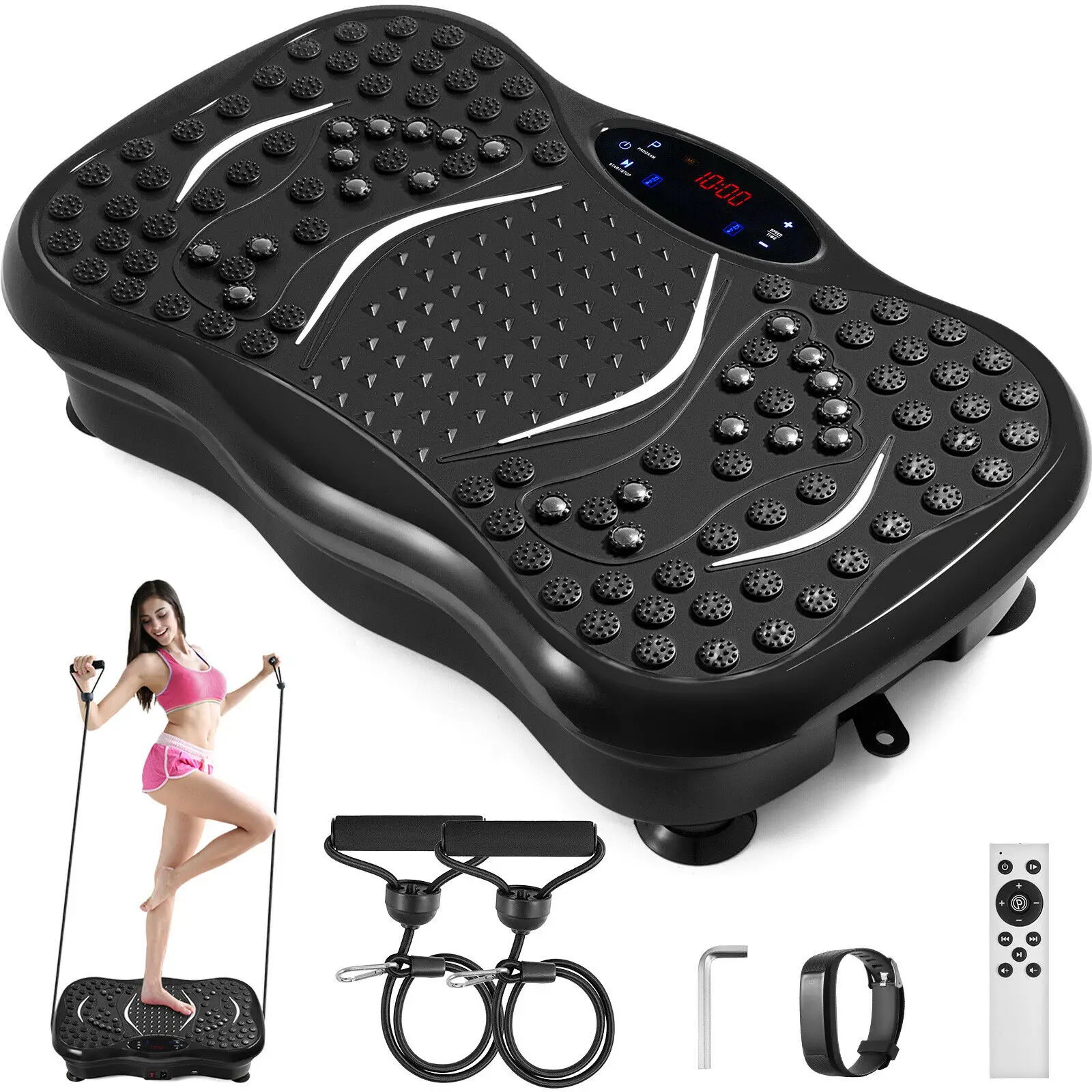 

Oscillating Vibrating Platform 350Lbs Bluetooth Player LCD Smart Band Monitor USB Music Intelligent Watch Fitness Machine