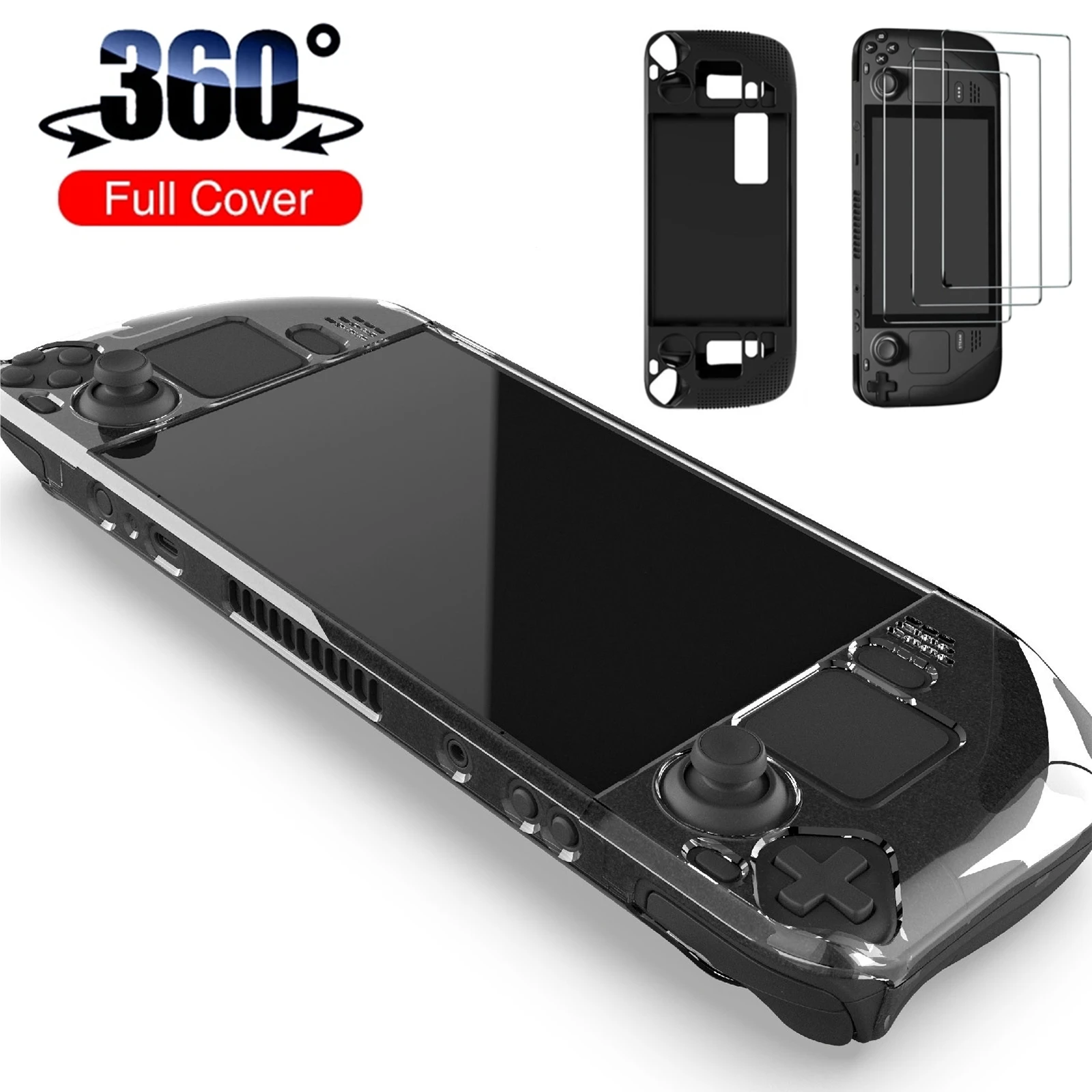 

For Steam Deck Silicone Shell Storage Case Game Console Protective Cover Screen Protector Glass 7'' For Steam Deck Accessories