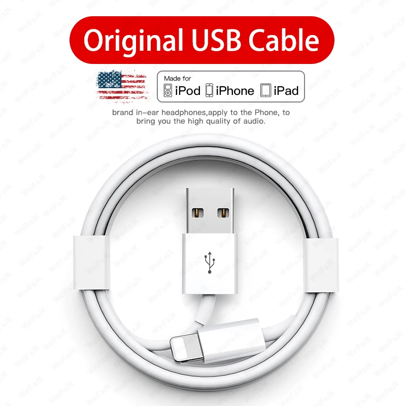 

Original USB Cable For iPhone 11 12 13 14 Pro Max Mini XS X XR 6 6s 7 8 Plus AirPods iPad Charger Fast Charging Phone Date Wire