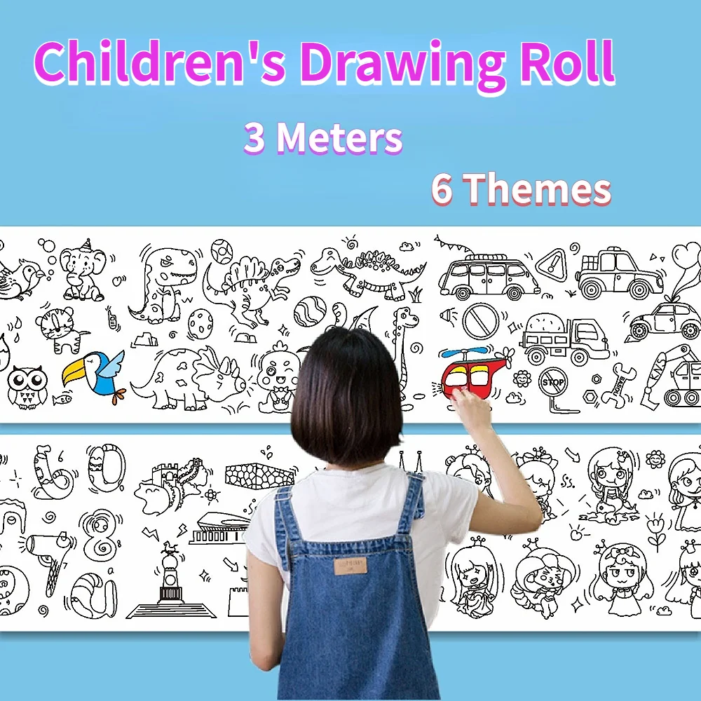 

3m Oversized Graffiti Scroll Coloring Book For Children Baby Creative Handmade Painting Wallpaperable School Supplies Gifts