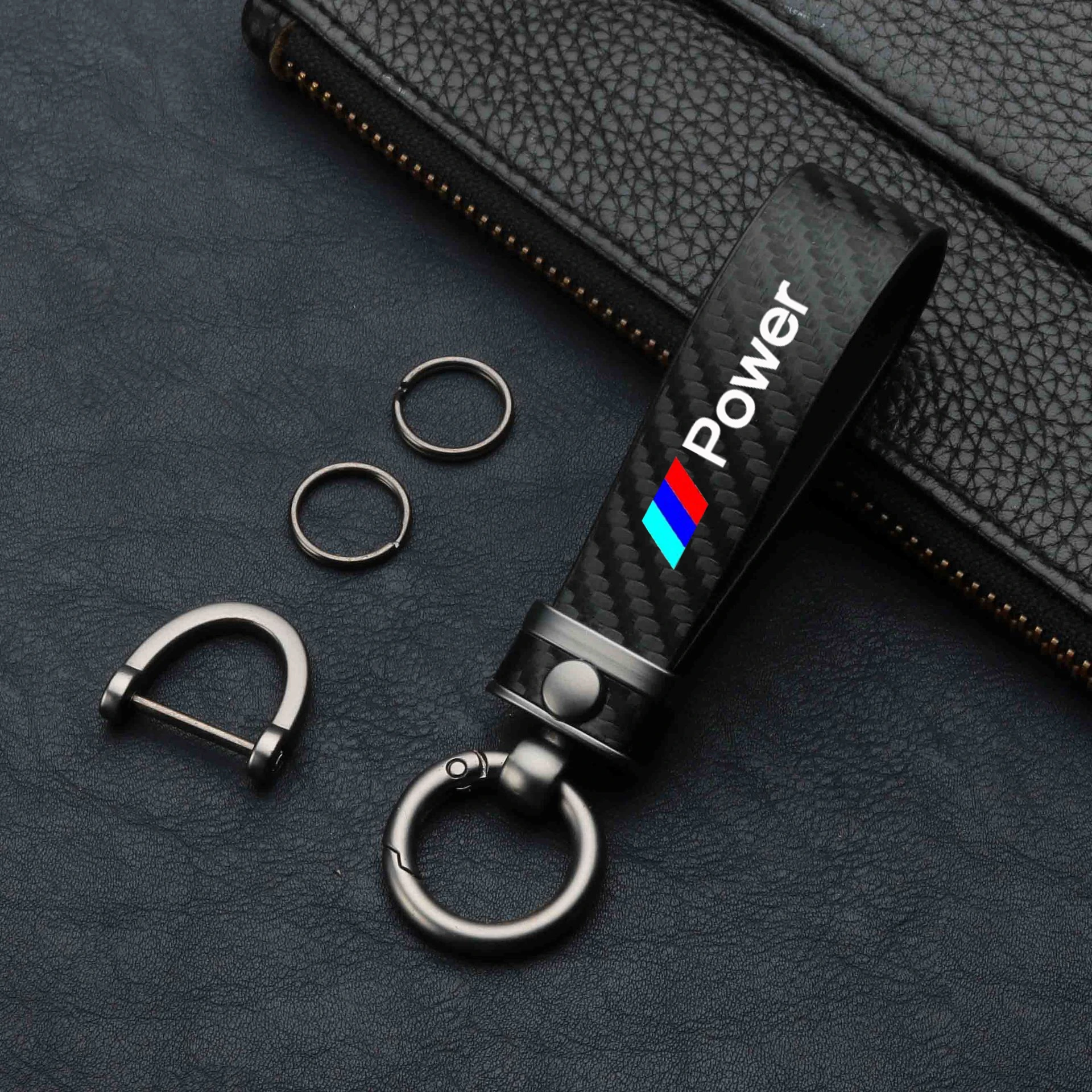 Высококачественный автомобильный брелок с узором из углеродного волокна