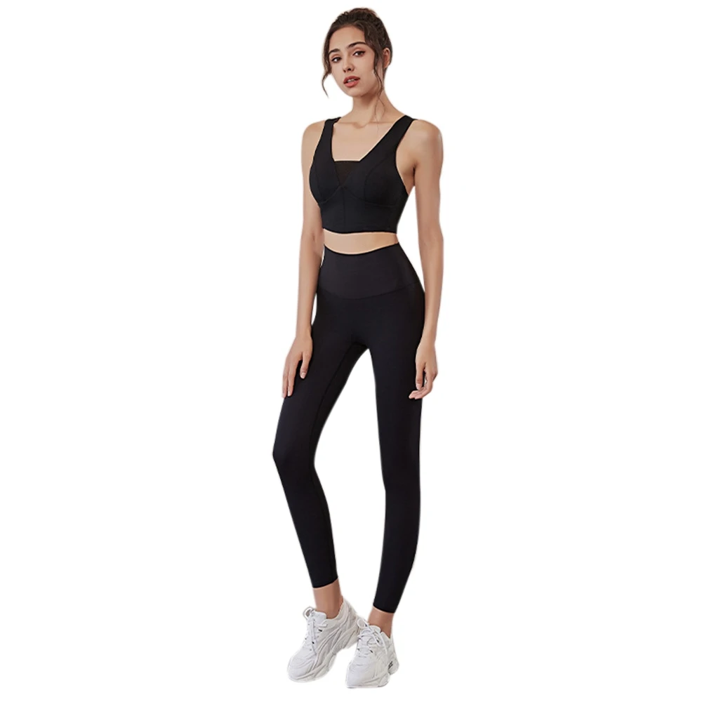 

Women's Outdoor Morning Running Gym Professional Slimming Yoga Clothes Sportswear Black M