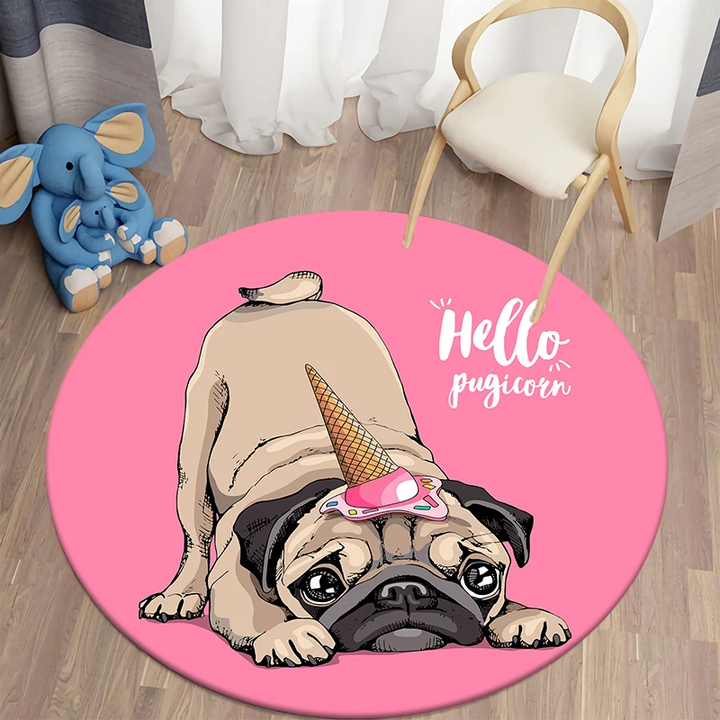 

Мультяшный милый круглый ковер с принтом собаки, коврики для кемпинга и пикника, Противоскользящий коврик, коврик для йоги, спортивный кове...