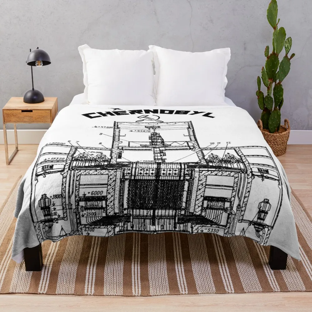 

Reactor 4 of Chornobyl Energy Power Plant Blueprint Throw Blanket