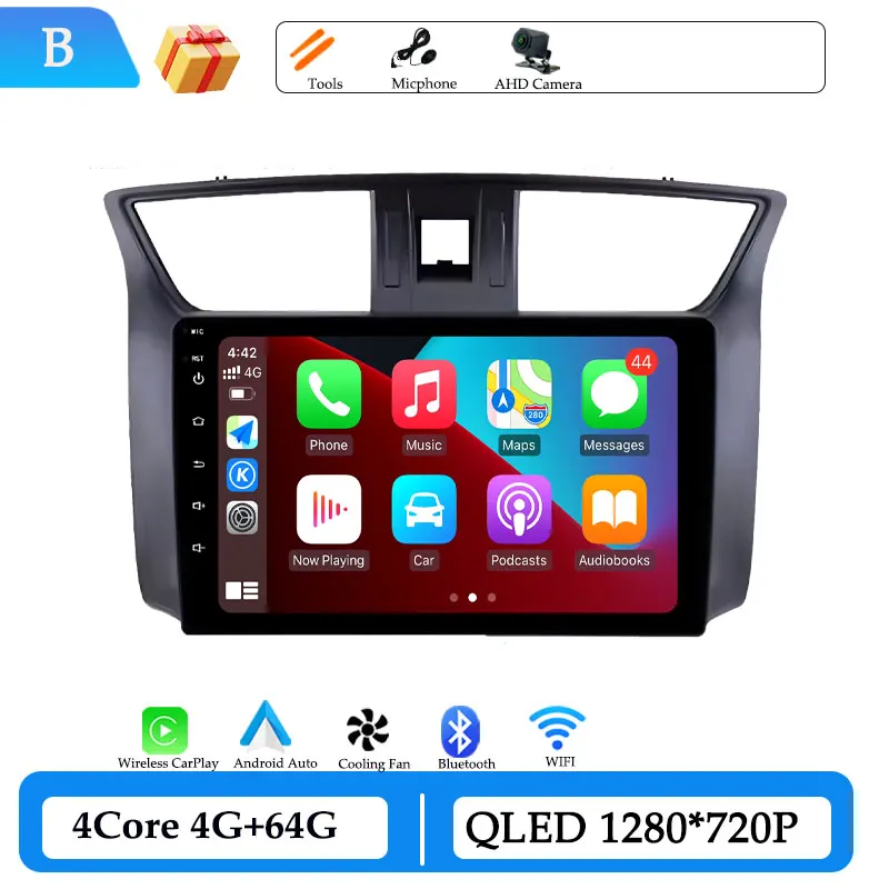 

Автомобильный радиоприемник, аудио-видео мультимедийный плеер для Nissan Sylphy B17 Sentra 12 2012-2015, беспроводной CarPlay, GPS-навигация, DSP, стерео