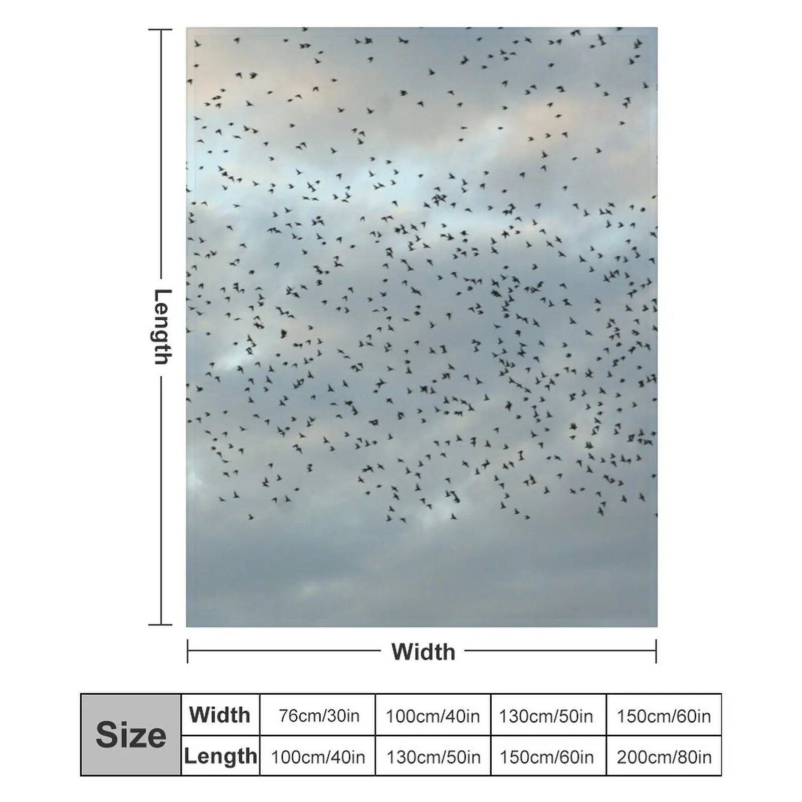 Murmuration Starlings Флок птиц Плед тяжелое для сна Роскошные одеяла