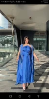 verngo dubai arabic blue silk evening dresses cape sleeves beads crystal jacket ankle length prom gowns plus size party dress