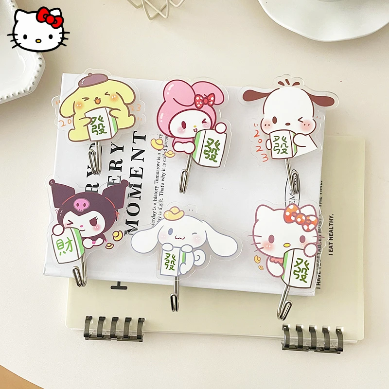

Sanrio HelloKitty Hook Kawaii MyMelody Cinnamoroll Seamless Free Punching Wall Hanging Kitchen Bathroom Decoration Sticky Hook