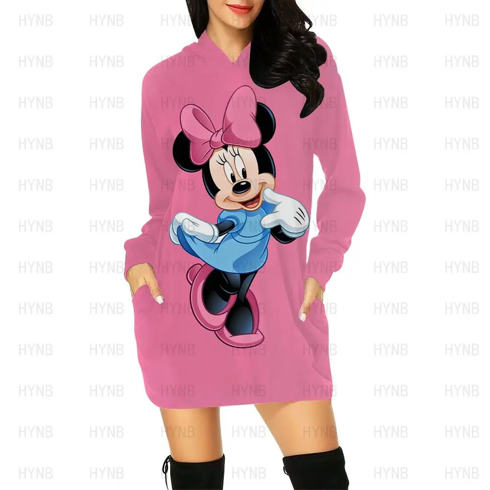 Long Sleeves Dresses for Women 2022 Mickey Mini Dress Elegant Disney Korean Fashion Hoodie Woman Clothes Minnie Mouse Y2k Kawaii
