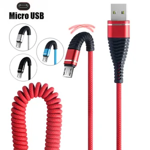 Retractable Spring Data Cable Micro Retractable Cable Suitable for Apple Type-c/Android Mobile Phone Charging Cable