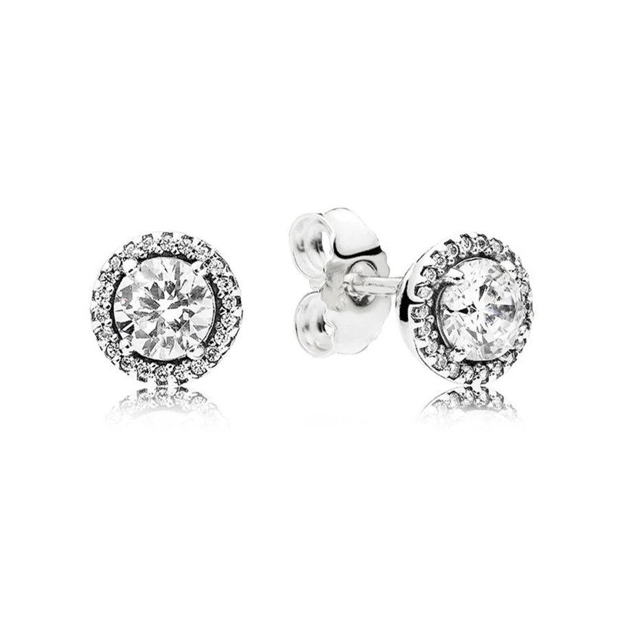 Стерлингового Серебра 925 розовое золото сверкающие круглые квадратные блестящие