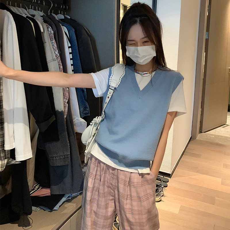 

Sweaters Woman Tops Ladies Sleeveless Soft Slim Striped Casual Streetwear Pullover Women Vintage Knitted Femme Jumper Knit 2022
