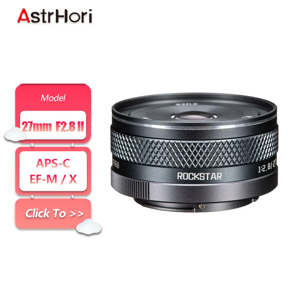 Фото Объектив AstrHori APS-C 27mm F2.8 II с ручной фокусировкой, стандартный фикс-объектив для художественной фотографии, совместимый с креплениями Canon EF-M и Fujifilm XF №1