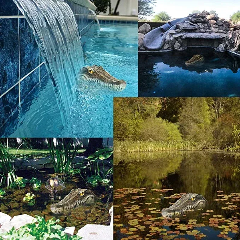 Садовая водная плавающая статуя животного искусственная крокодиловая голова
