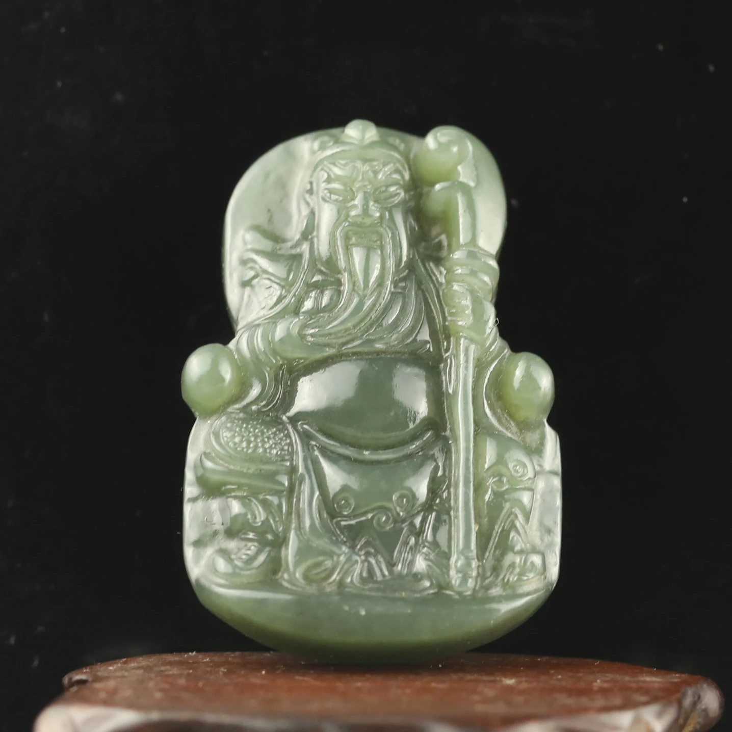 Китай натуральный нефрит Хэтянь ручной работы Будда Гуань Гун ожерелье подарок