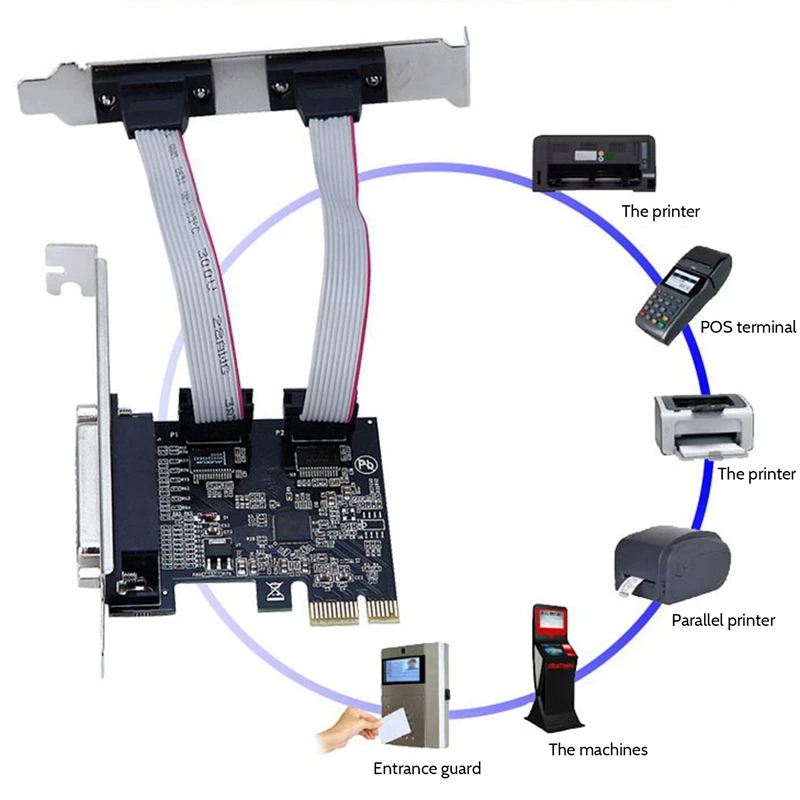 

2X PCIE параллельная портовая карта PCIE 1 на 2 порта RS232 Плата расширения Com двойной 9-контактный последовательный преобразователь чип AX99100