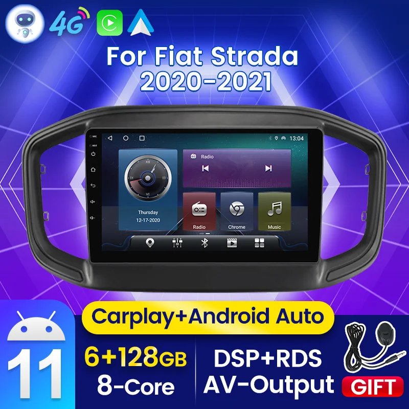 

Android 11 Car Radio with Screen for Fiat Strada 2020 2021 Navigation GPS RDS Carplay Auto Stereo 6G 128G DSP No 2 Din DVD 2din