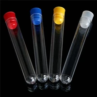 50100pcslot clear plastic test tubes with color plugs diameter 12131516mm ps benzene penetrating test tube