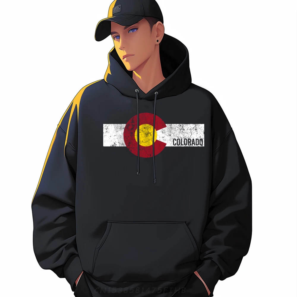 Флаг Колорадо винтажный стиль толстовка с принтом в стиле ретро мужская одежда