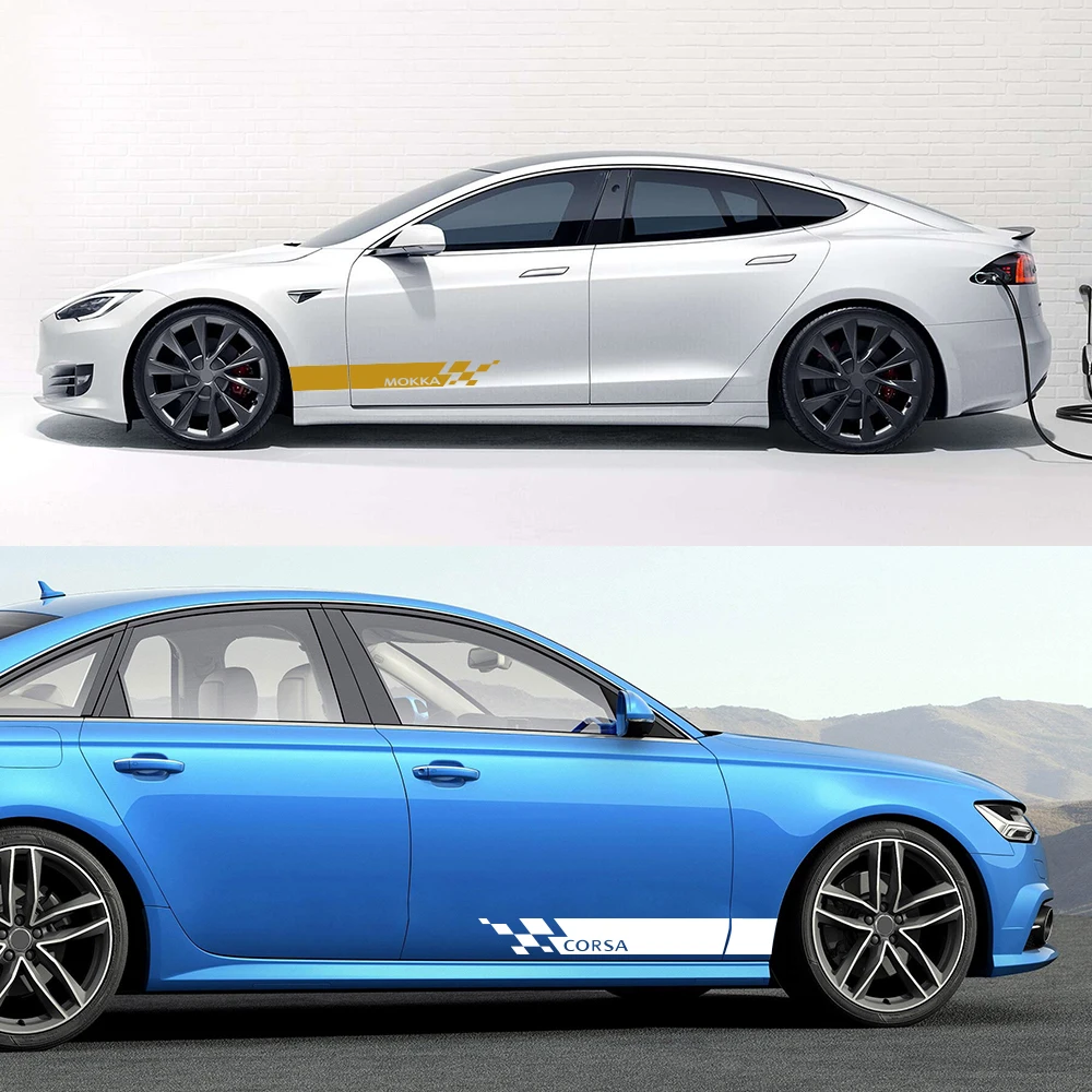2 шт. наклейки на дверь и боковую юбку автомобиля Opel Astra H J G K Insignia Corsa C D Vectra B Mokka |