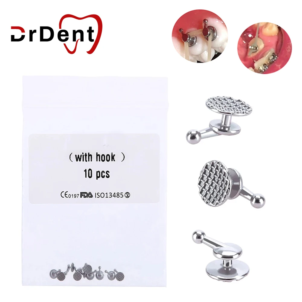 

Drdent 10pcs Orthodontics Dental Direct Bonding Lingual Button With Hook Sliding Crimpable Hook Dental Attachment Ortho Brackets