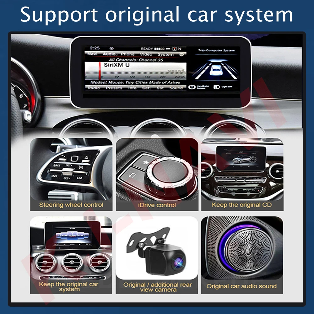 Для Mercedes Benz C-Class W205 / GLC-Class X253 V-Class W446 2015 - 2018 4G Lte Android 12 Carplay Авто Стерео GPS навигация