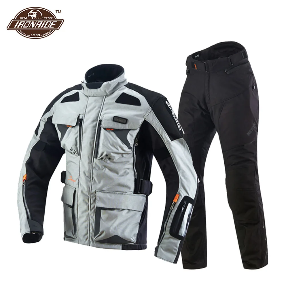 

Removable Linner Motorcycle Jacket Men Reflective Jaqueta Motociclista Anti-drop Wear-resistant Motocross Jacket+Motocross Pants