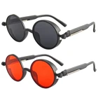 Модные солнцезащитные очки в стиле стимпанк, в круглой оправе, в стиле ретро, классические цветные линзы, солнцезащитные очки, готические панковские очки унисекс