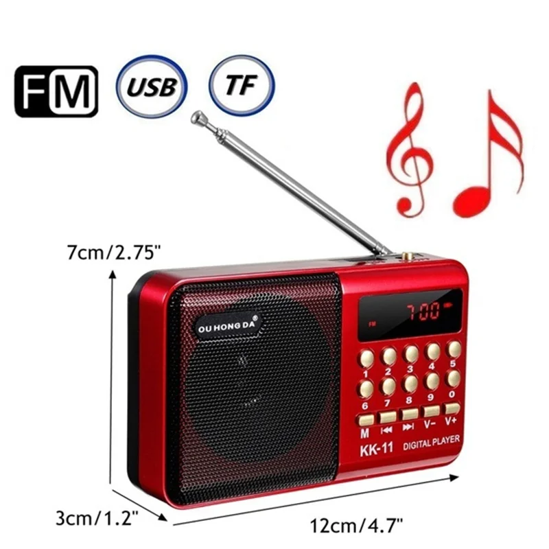 Портативный FM-радиоприемник K11 мини ручной перезаряжаемый цифровой FM-плеер для MP3