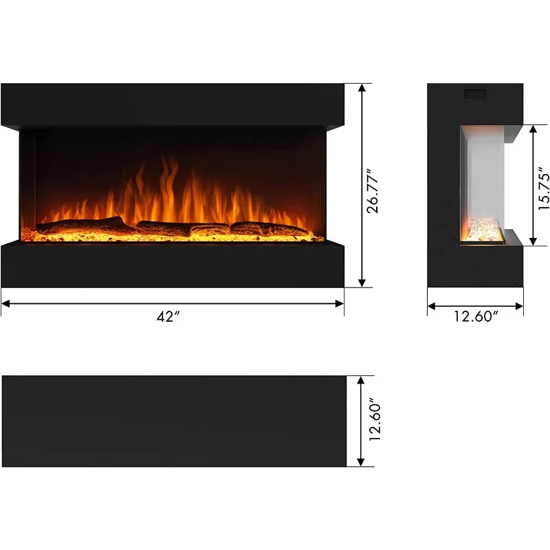 Luxstar 40 &quot42&quot 54 &quot64&quot 76 &quot 3-сторонний электрический камин стандартный домашний