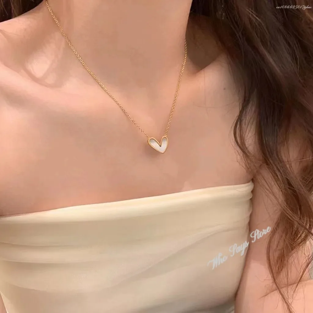 Корейская мода золотое ожерелье в форме сердца для женщин подходящий ко всему