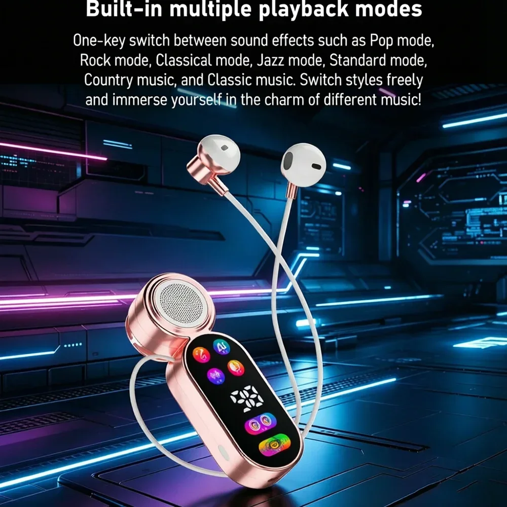 Фото Наушники KEBIDUMEI Bluetooth 5.4 с функцией динамика, мини-наушники с динамиком, портативные наушники-колонки, наушники-вкладыши с LED-дисплеем №3