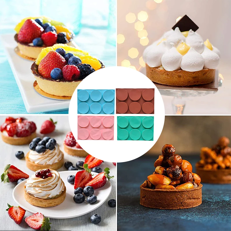 Силиконовая форма для торта с 6 полостями антипригарная выпечки круглый диск