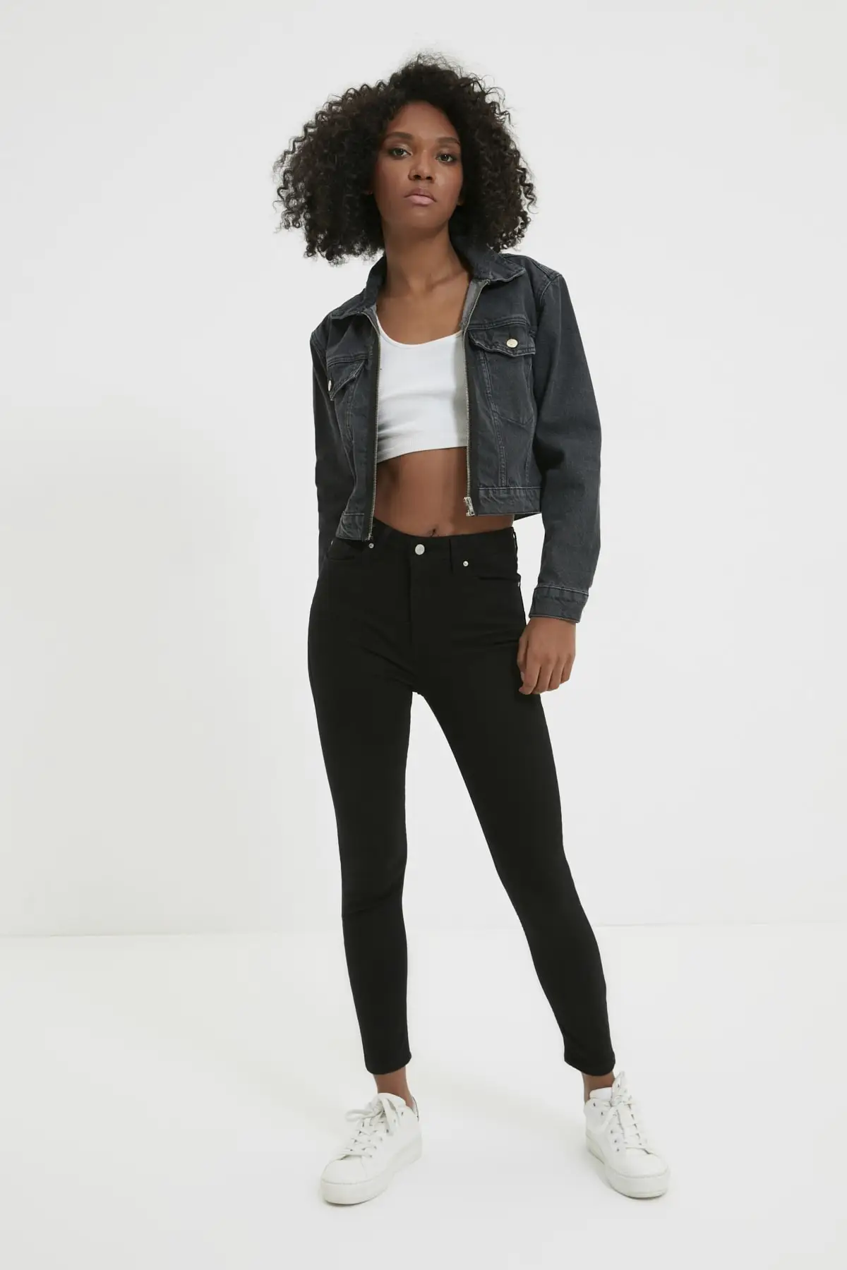 

Fadeless Black High WAIST Skinny Jeans casual tight Black Jeans pants