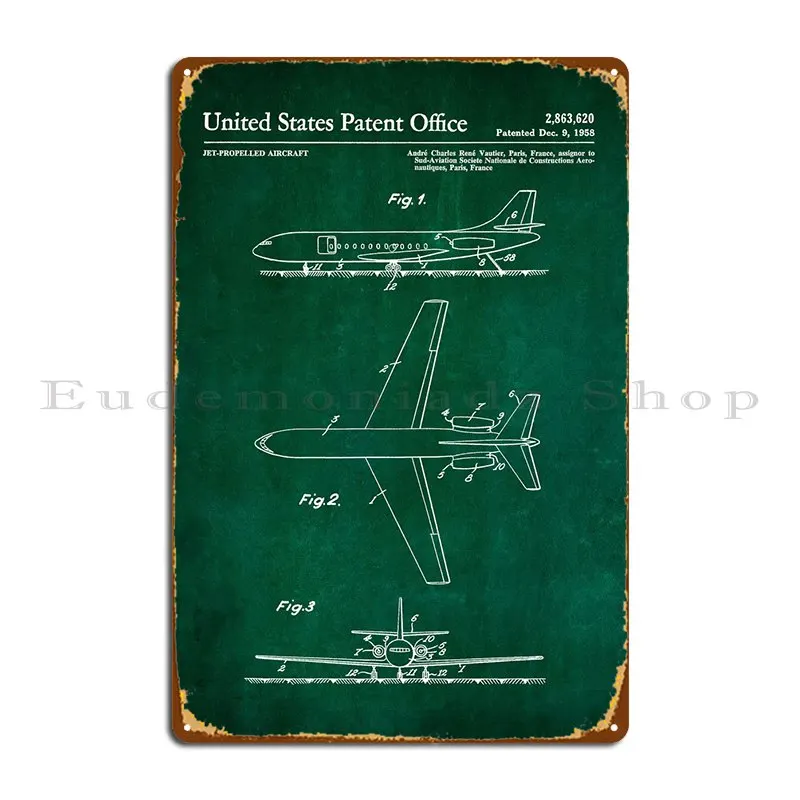 

53 Caravelle Jet Airplane Metal Plaque Poster Bar Garage Design Plaques Iron Tin Sign Poster