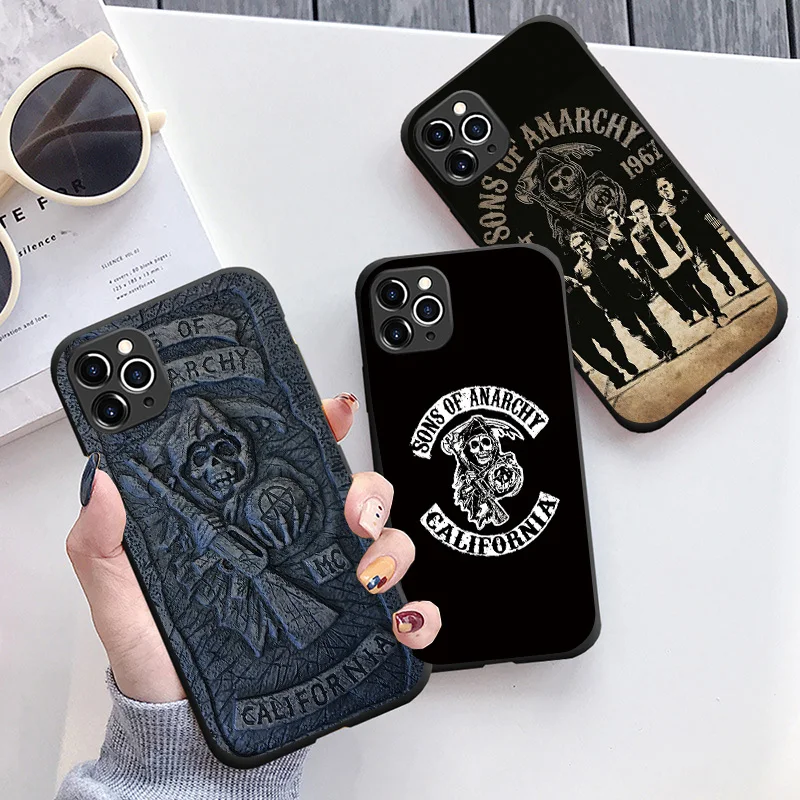 Черный мягкий чехол для телефона Sons of Anarchy iPhone X XR XS Max 7 13 12 Mini SE 2020 SE3 2022 11 Pro 8 5 6 6S Plus