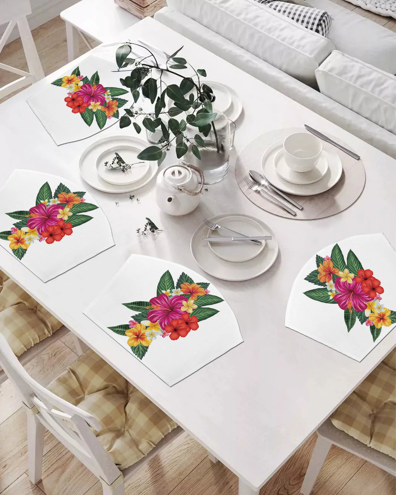 

2/4/6 шт. набор веерообразных подставок, цветы Пуэрто-Рико, коврики для стола, подставки, Рождественский домашний декор, кухонные аксессуары