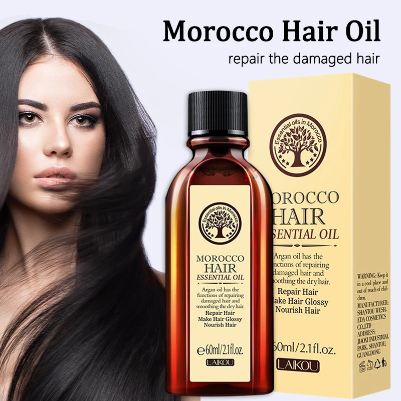 60ml Morocco Argan Oil Pure Hair Essential Oil Glycerol Nut Oil Hairdressing Hair Mask Multifunctional Female Hair Care Product