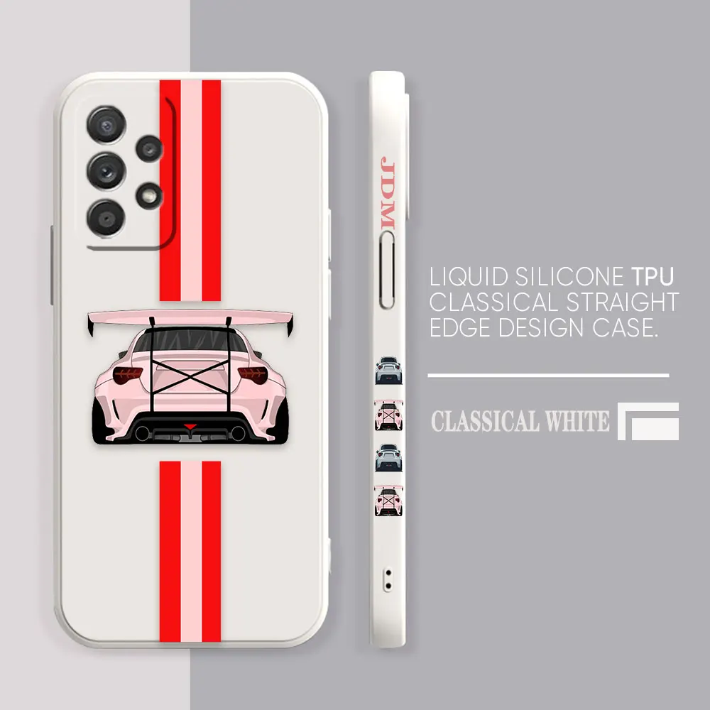 Case For Samsung Galaxy A91 A14 A73 A72 A71 A53 A52 A51 A42 A33 A32 A22 A21S A715F A52S A22S 4G 5G Case Pink Silver Sports Car
