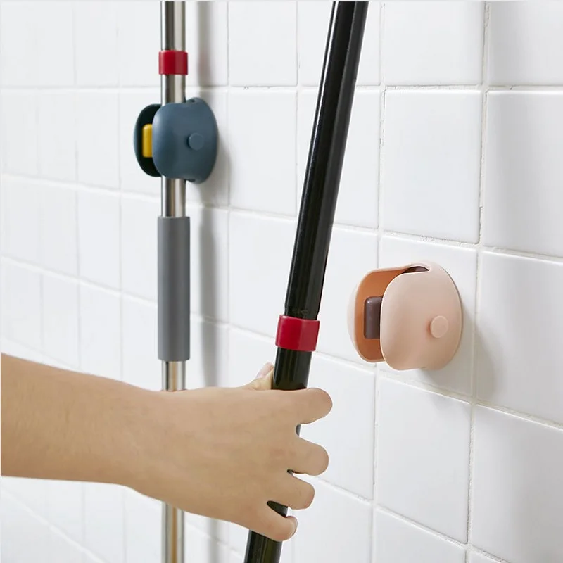 

Household Seamless Storage Mop Clip Free Punch Mop Hook Strong Viscose Wall Hanging Bathroom Hanging Mop Holder Umbrella Clip