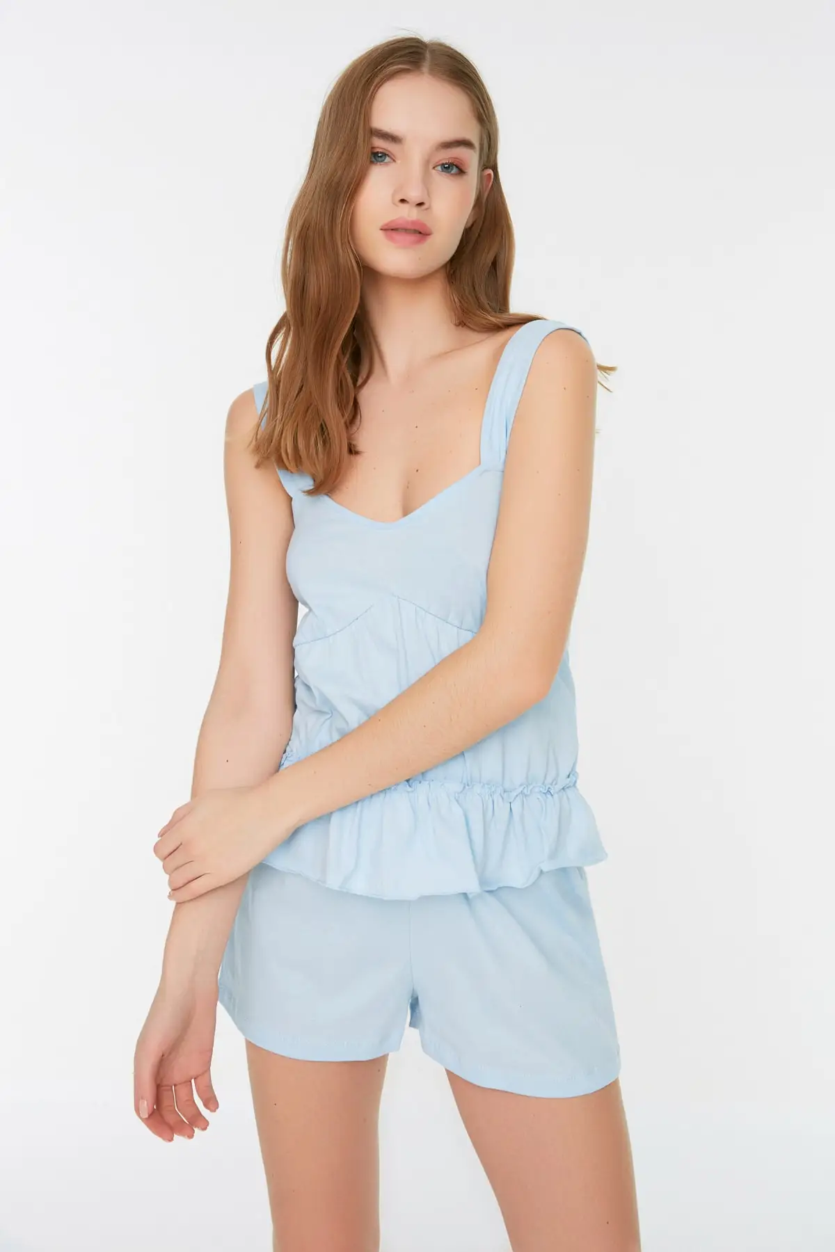 

Ruffle Knitted Pajamas Set THMSS22PT0462