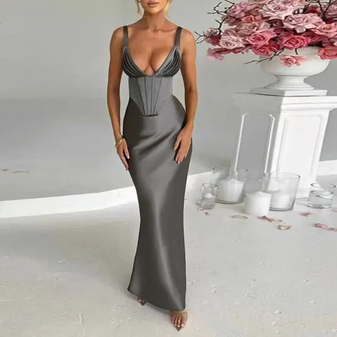 

Green Elegant Party Long Dresses High Waist Women Spring Basic Bodycon Stretch Slim Maxi dresses femme Formal Evening Dress