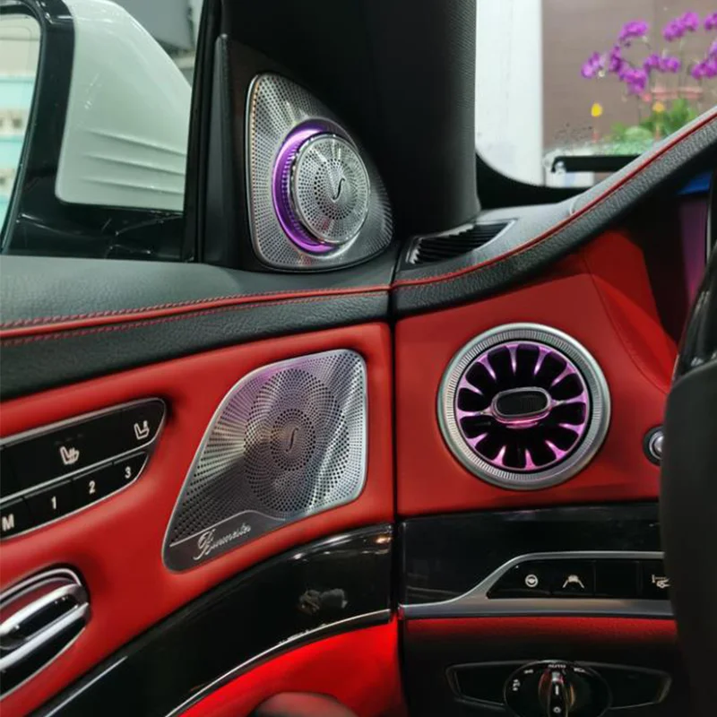 Фото Для Mercedes-Benz W222 S Class передние и задние вентиляционные отверстия 3D 4D вращающийся твитер украшения турбина автоматический окружающий свет автомобильные аксессуары №4