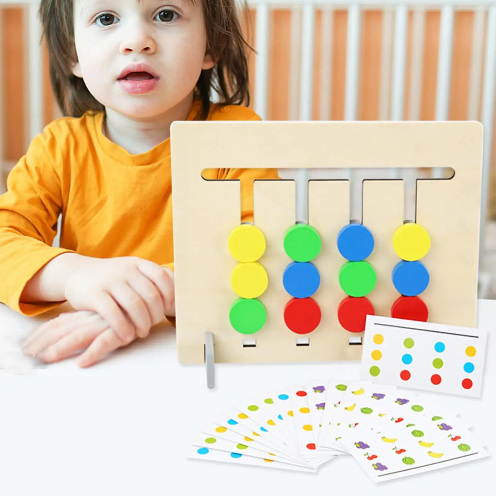 

Wooden Montessori Toy 4 Color Fruit Animal Double-sided Matching Game Logical Thinking Training Children's Educational