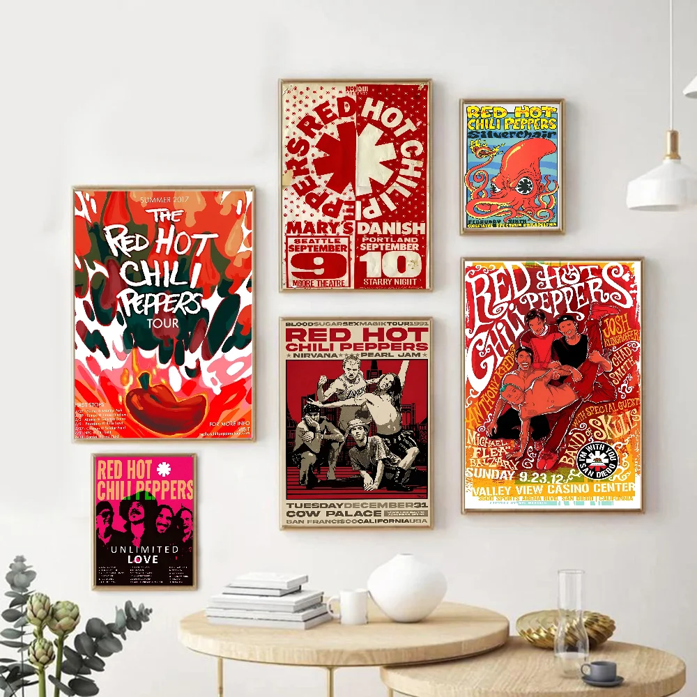 Popular Rock Band Red Hot Chili Peppers Anime Posters Sticky HD Quality Wall Art Retro For Home Room Decor