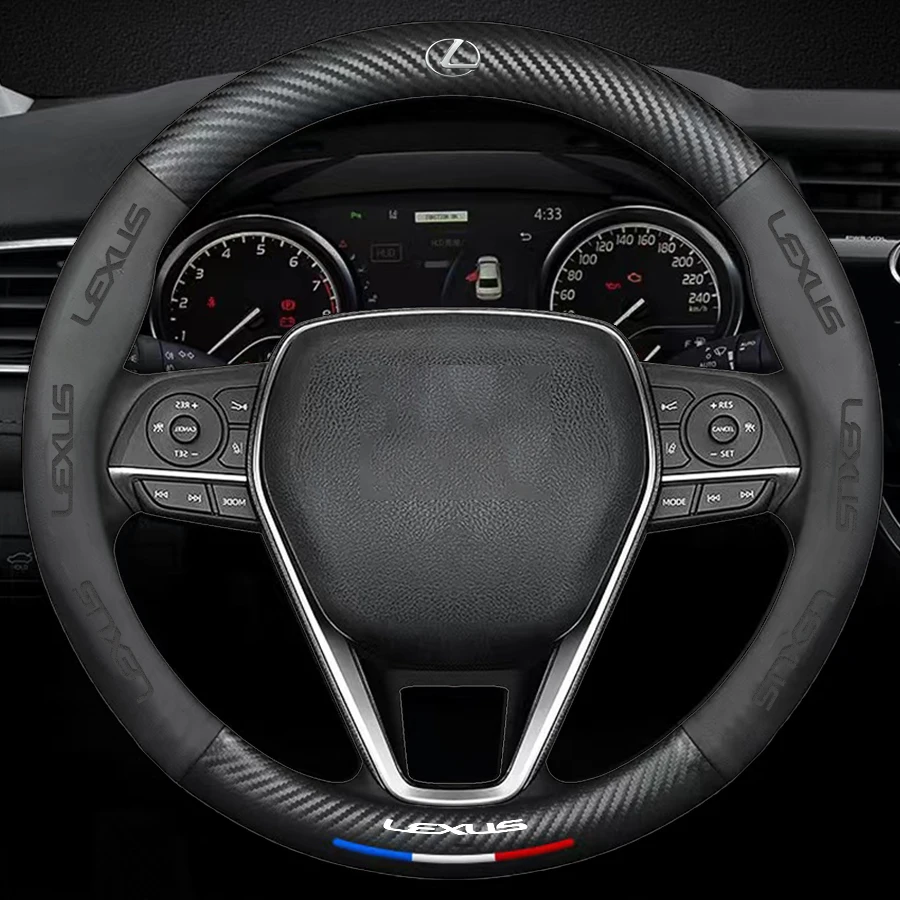 

Car Steering Wheel Braid Cover Breathable Anti Slip Carbon Fibre Leather Car Covers For Lexus CT200h F Sport Auto Accessories