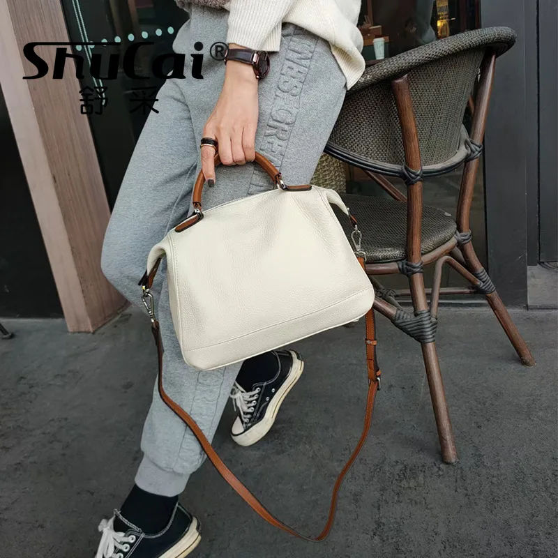 

New top layer cowhide women's bag Korean version casual leather handbag shoulder messenger women's pillow bag wholesale
